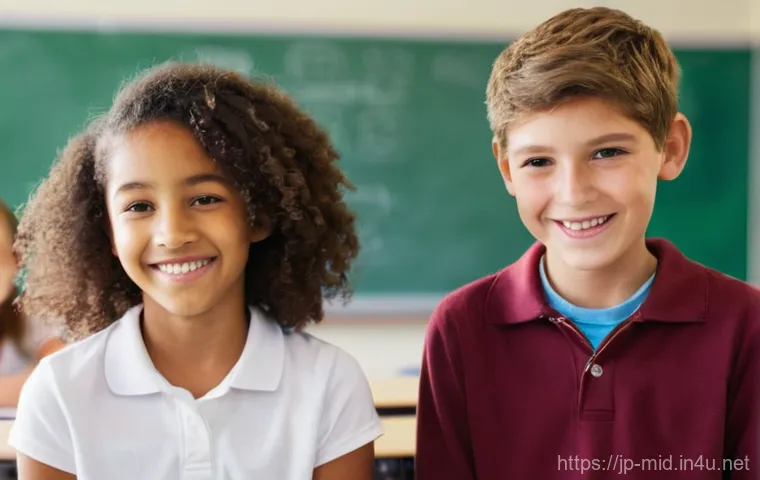 중학교 학급 경영 - **Prompt: A Warm Morning Welcome**
    A bright, clean, and modern middle school classroom filled wi...