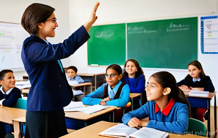 중학교 AI 기반 학습 분석 - **Personalized Learning Journey with AI:** A vibrant, brightly lit classroom scene where a diverse g... 중학교 AI 기반 학습 분석 - **Personalized Learning Journey with AI:** A vibrant, brightly lit classroom scene where a diverse g...