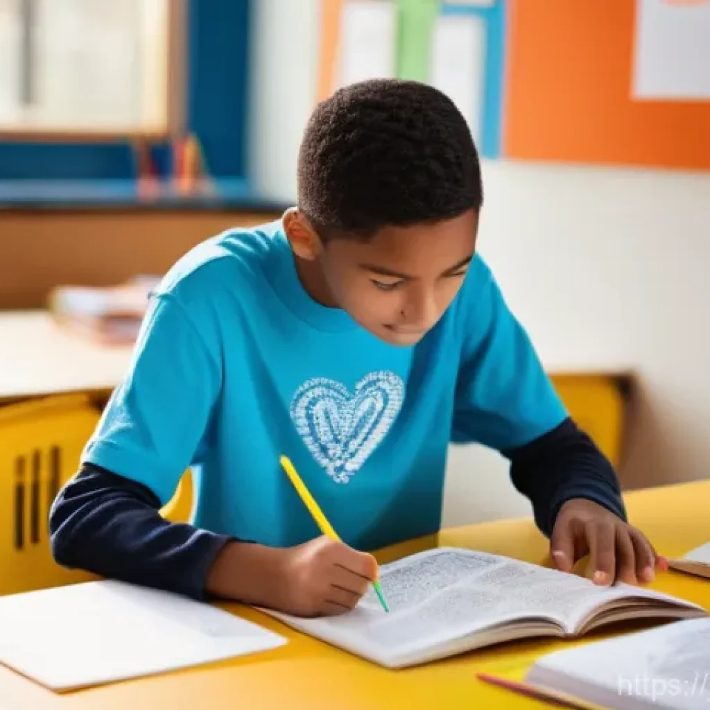 중학교 창의적 문제 해결력 - **Prompt:** A vibrant, sunlit image of a middle school student (around 13 years old, gender-neutral)...
