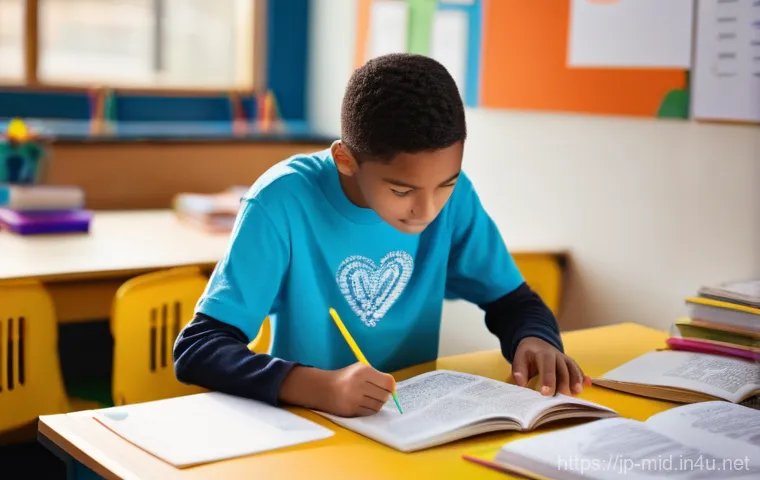 중학교 창의적 문제 해결력 - **Prompt:** A vibrant, sunlit image of a middle school student (around 13 years old, gender-neutral)...