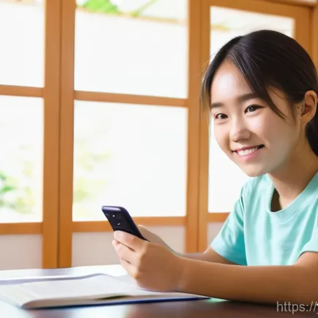 중학교 학습법 - **Prompt: Digital Learning and Focus**
A Japanese junior high school girl (14 years old) with a ...