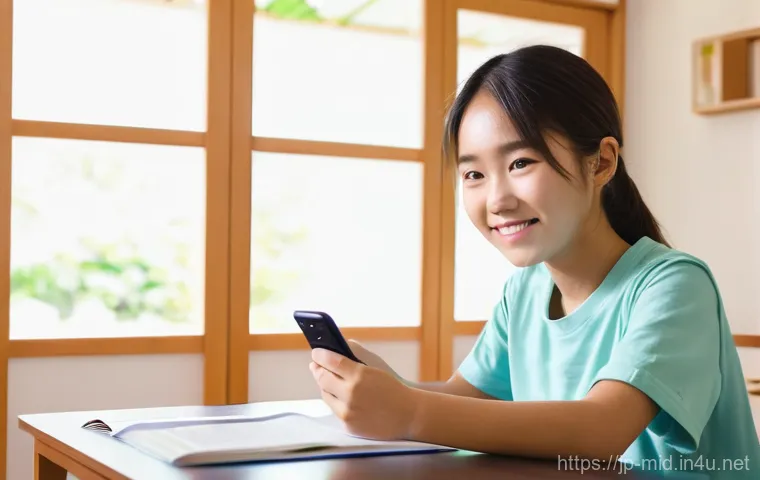 중학교 학습법 - **Prompt: Digital Learning and Focus**
    A Japanese junior high school girl (14 years old) with a ...